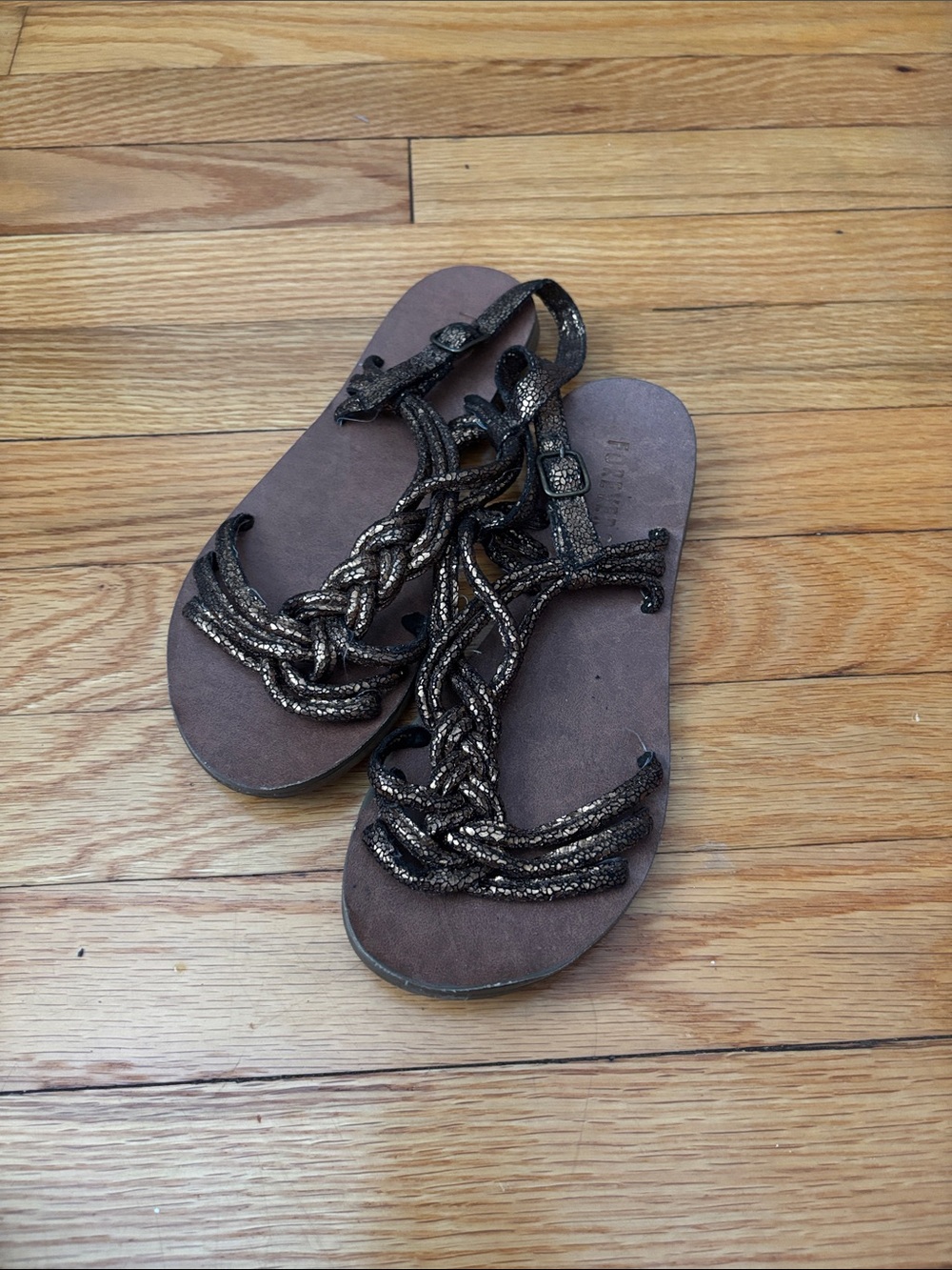 Women’s Metallic Brown Braided Sandals Size 6